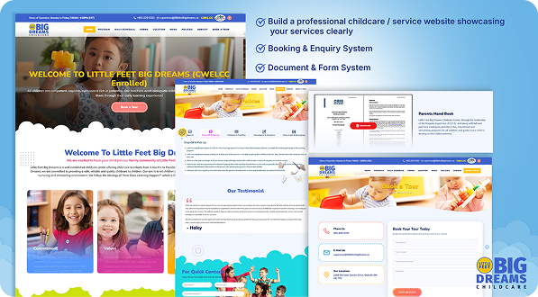 LFB Dreams Childcare Centre website homepage built by Infinite Option