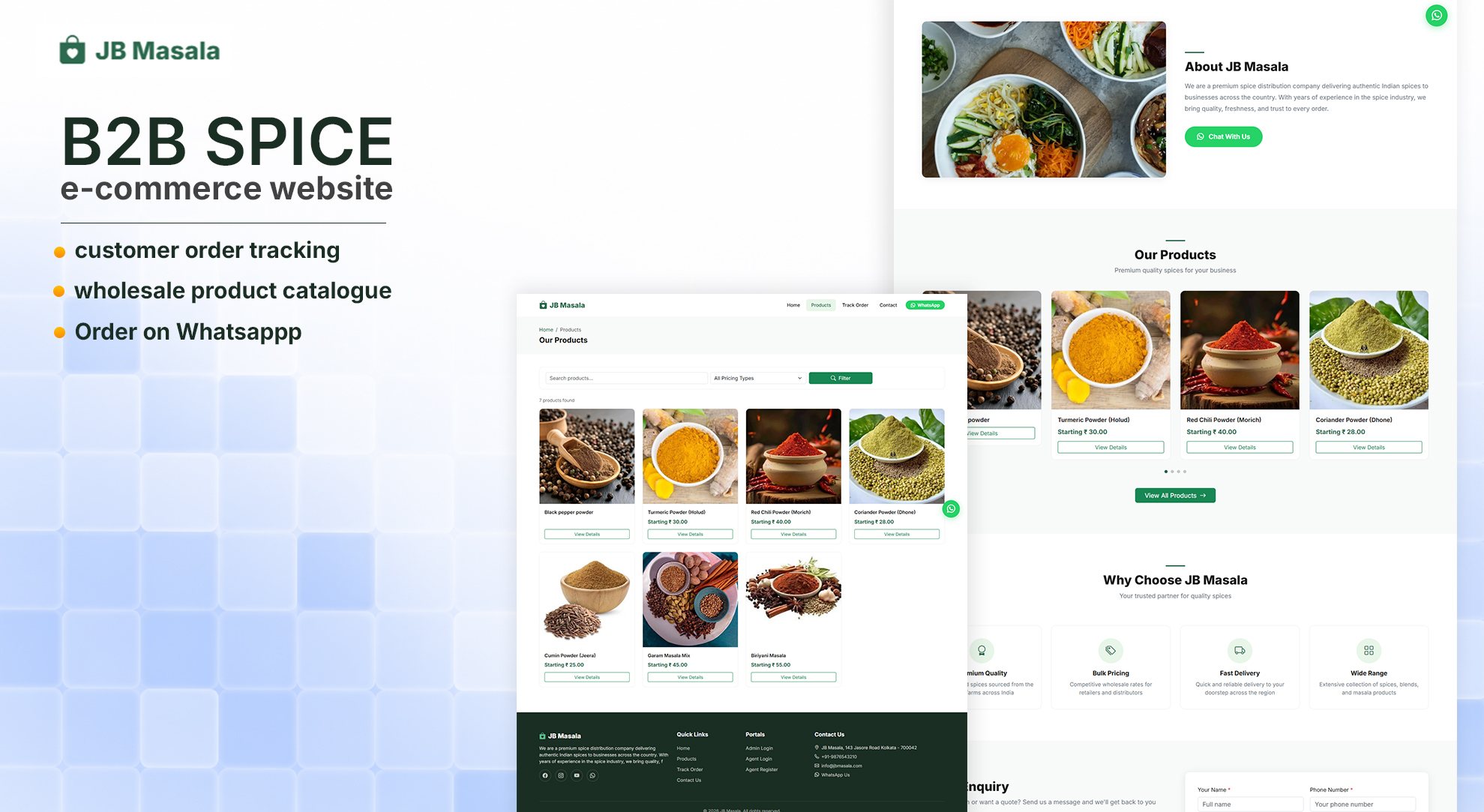 JB Masala B2B spice wholesale ecommerce website built by Infinite Option