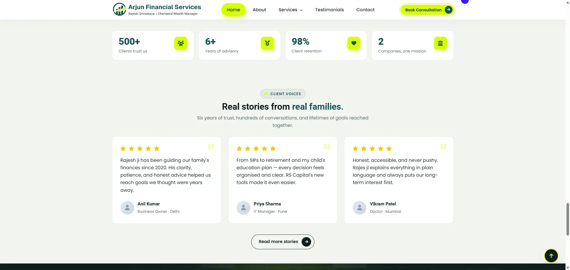 Arjun Financial Services — service pages for Mutual Funds, insurance, PMS, AIF, SIF and commodity investments