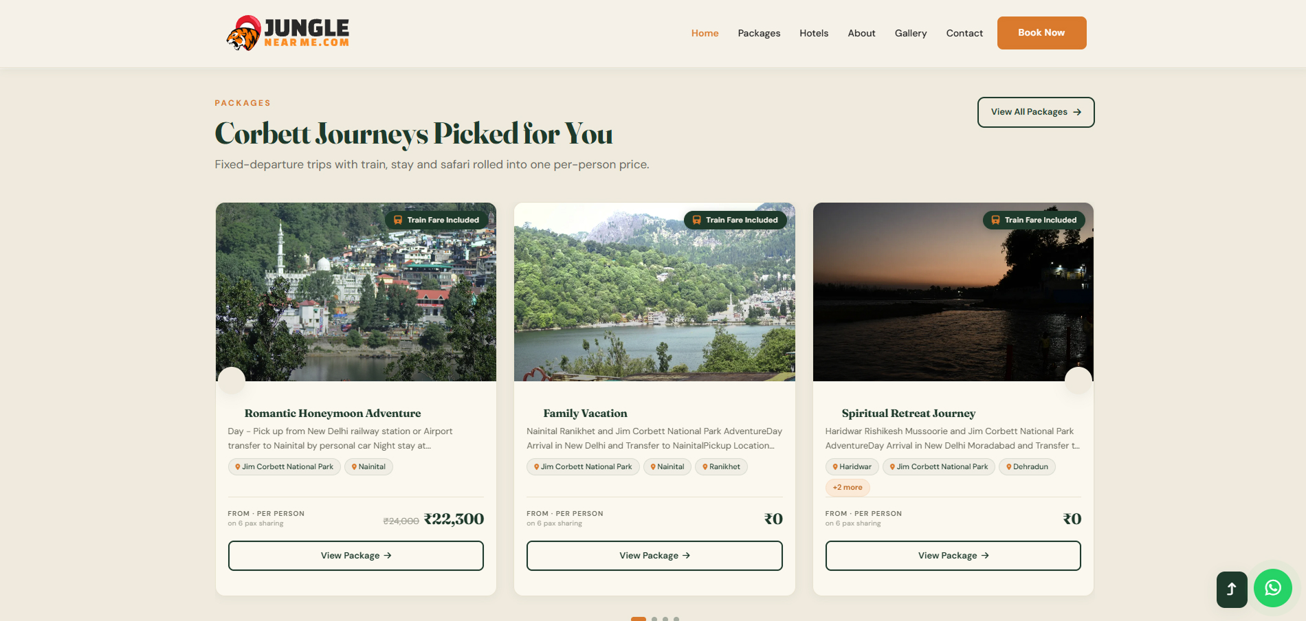 Jungle Near Me — destination and jungle safari page covering safari zones, stays and booking information