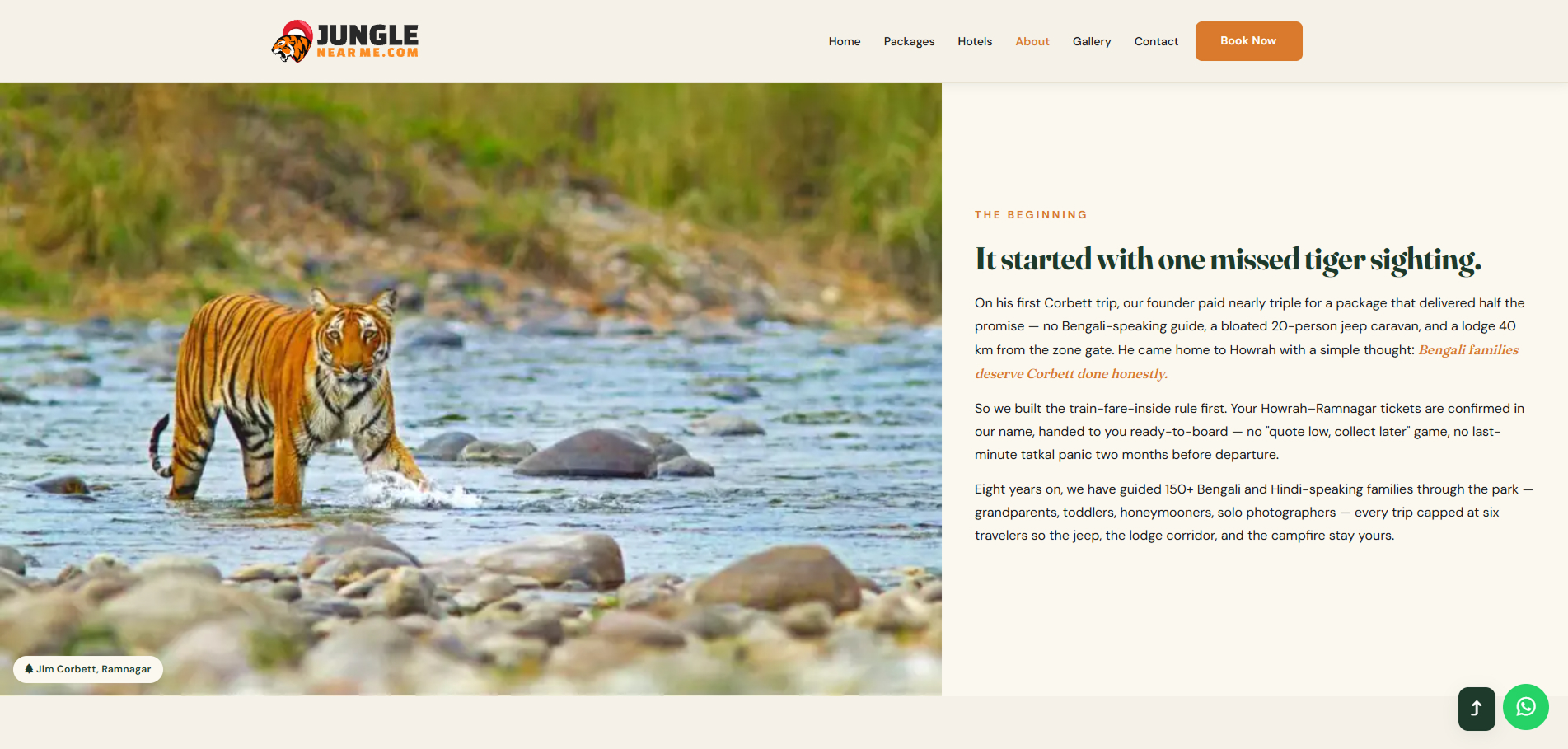 Jungle Near Me — destination and jungle safari page covering safari zones, stays and booking information