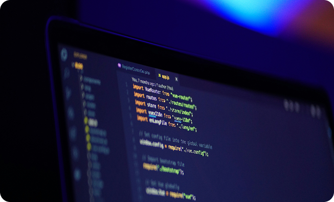 Developer workspace showing source code on screen