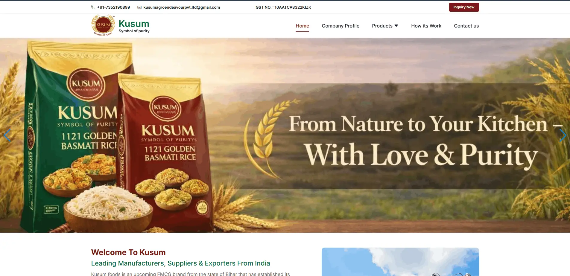 Kusum Endeavour Group FMCG product catalog website by Infinite Option